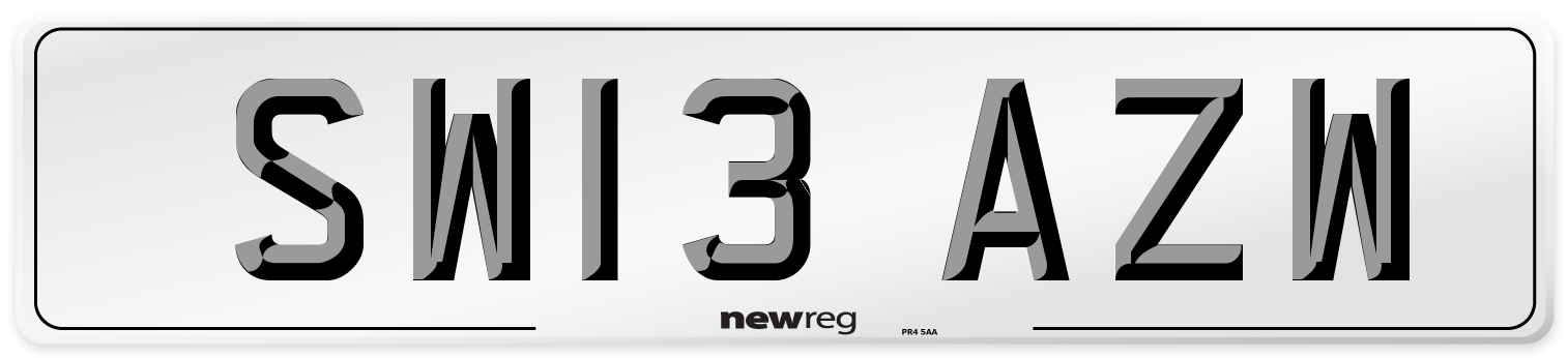 SW13 AZW Number Plate from New Reg